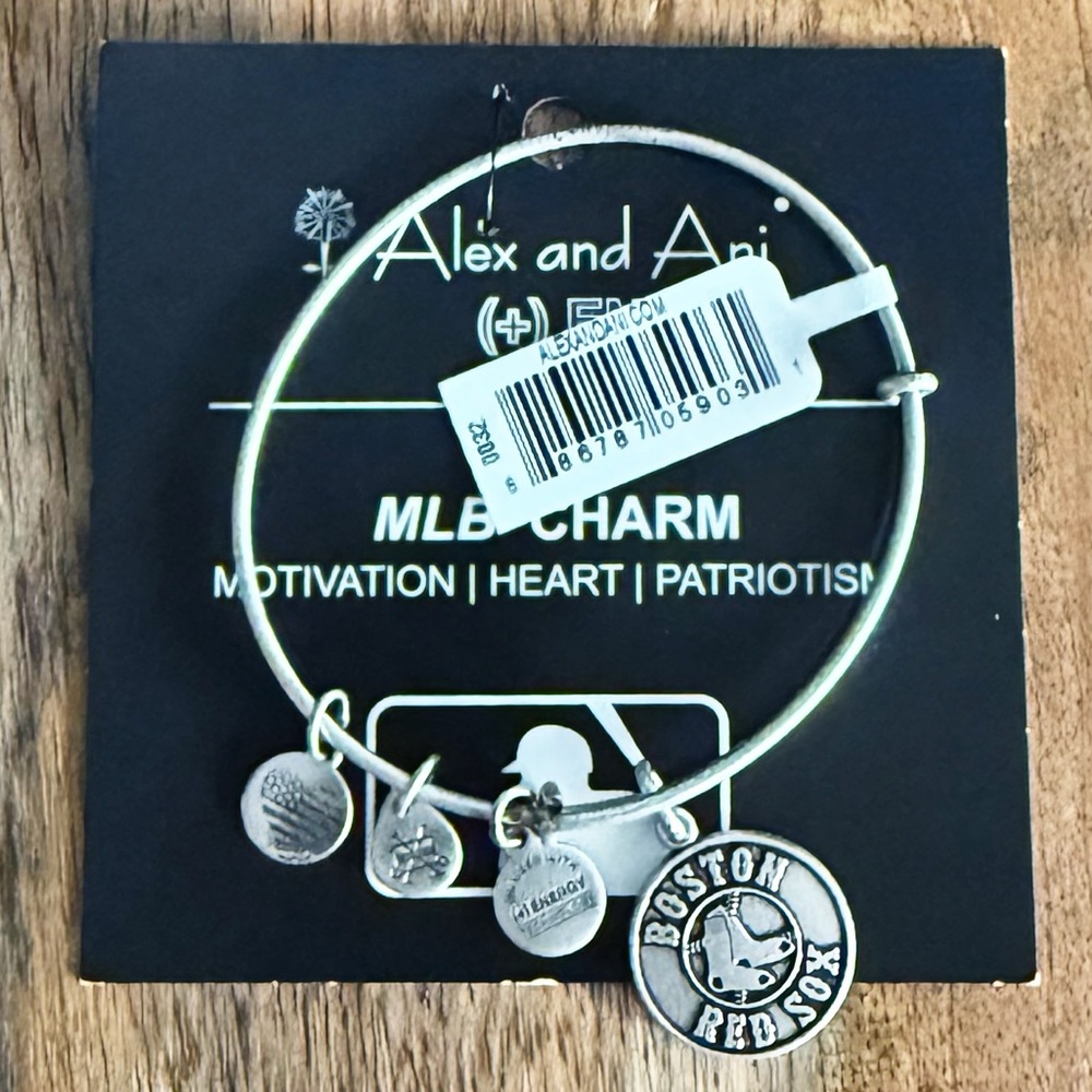 Alex and Ani Silver Boston Red Sox Primary Logo Charm Adjustable Bangle Bracelet